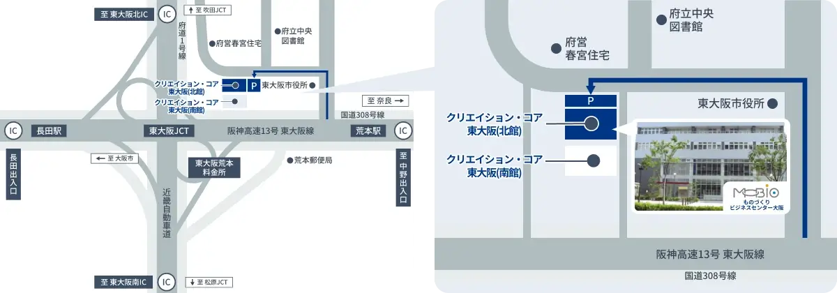 車をご利用の場合の地図